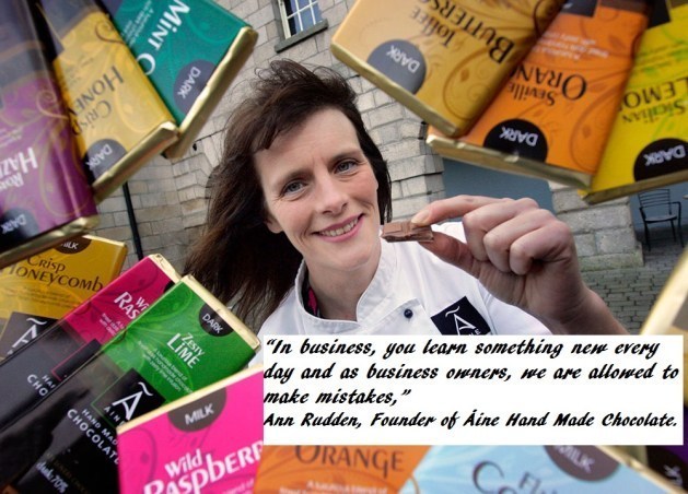 Ann Rudden of Aine Hand Made Chocolate in Cavan with quote.j Ann Rudden of Aine Hand Made Chocolate in Cavan with quote.j